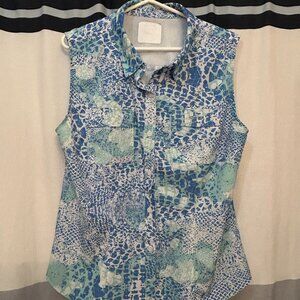 Silver Bait Womans Sleeveless Vented Fishing Shirt Blue Outdoor Casual Large